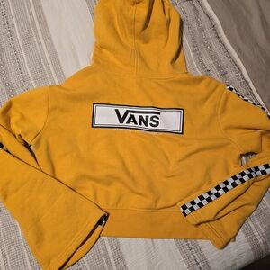 Vans Yellow Hoodie with Checkered Sleeves